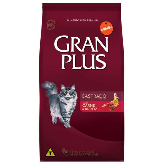 Imagem de Gran Plus Gatos Adultos Castrados Sabor Carne e arroz 10,1kg