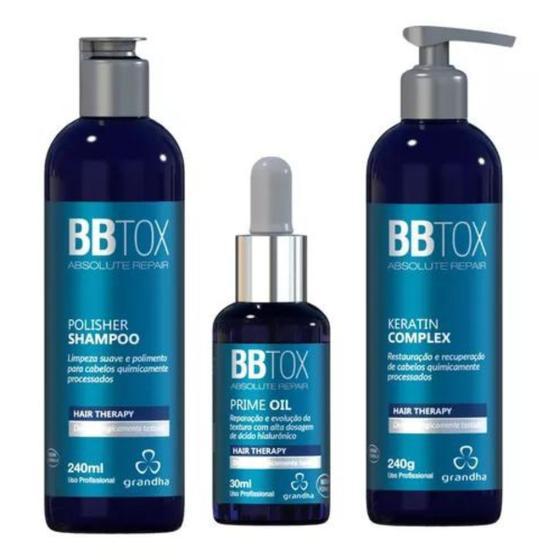 Imagem de Grandha Kit Bbtox Ácido Hialurônico Oil Prime Shampoo E Keratin