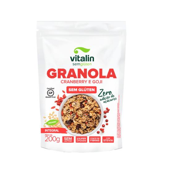 Granola Sem Glúten Zero Açucar Cranberry e Goji 200g Vitalin