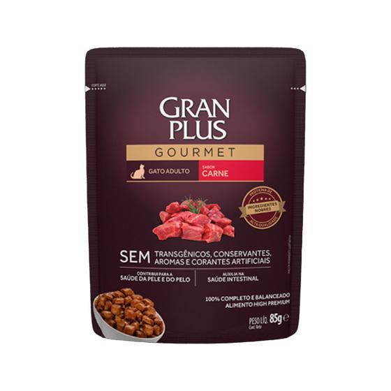 Imagem de GranPlus Gourmet Sachê Gatos Adultos Sabor Carne 85g Ração úmida