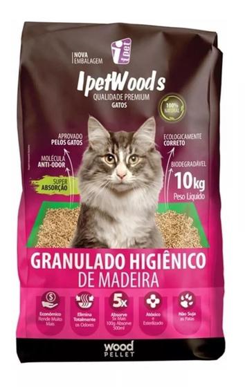 Imagem de Granulado de madeira para gatos 10kgs ipetwoods