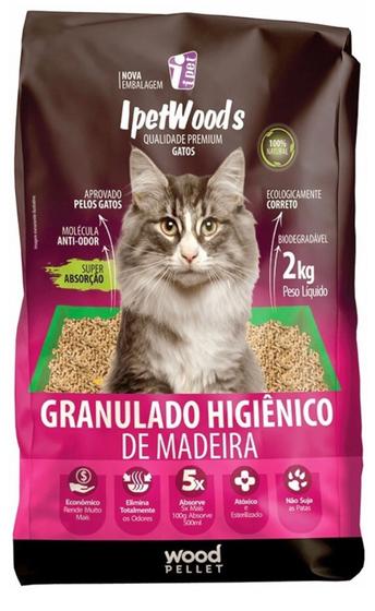 Imagem de Granulado Higiênico De Madeira Ipet Woods Gatos - 2kg