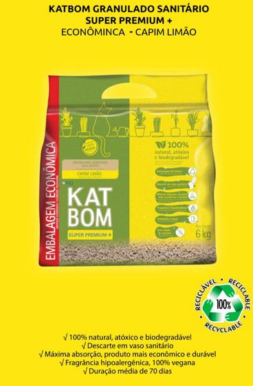 Granulado Kat Bom - 6kg - Capim Limão - Pacote Econômico Menor preço em Granulado Kat Bom - 6kg - Capim Limão - Pacote Econômico