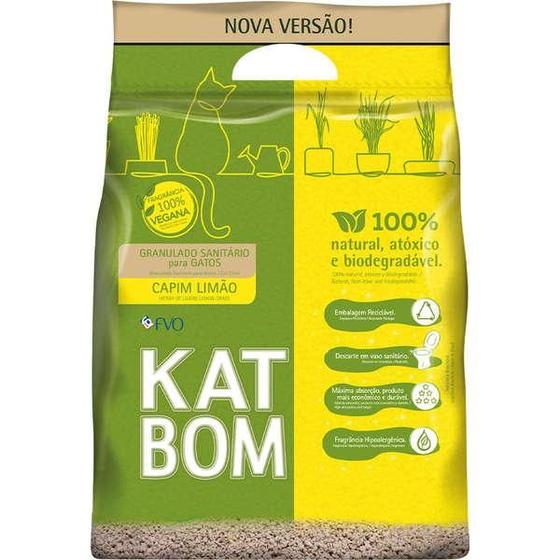 Imagem de Granulado Sanitário Katbom Capim Limão para Gatos - 3 Kg