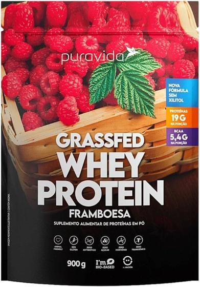 Imagem de Grassfed whey protein framboesa 450gr puravida