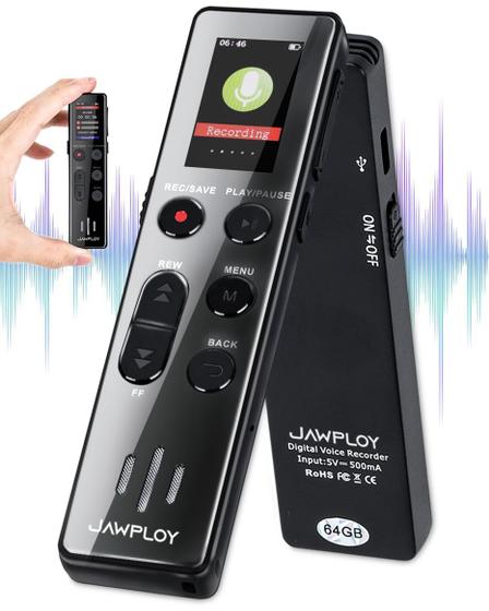 Imagem de Gravador de Voz Digital Jawploy 64GB - Com Reprodução