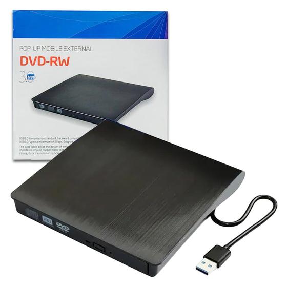 Gravador Leitor Dvd/cd Externo Usb 3.0 Portátil Pc Notebook - Knup ...