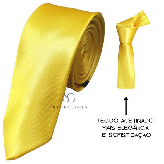 Imagem de Gravata Amarela Para Padrinhos Slim E Semi Slim Alta Qualidade