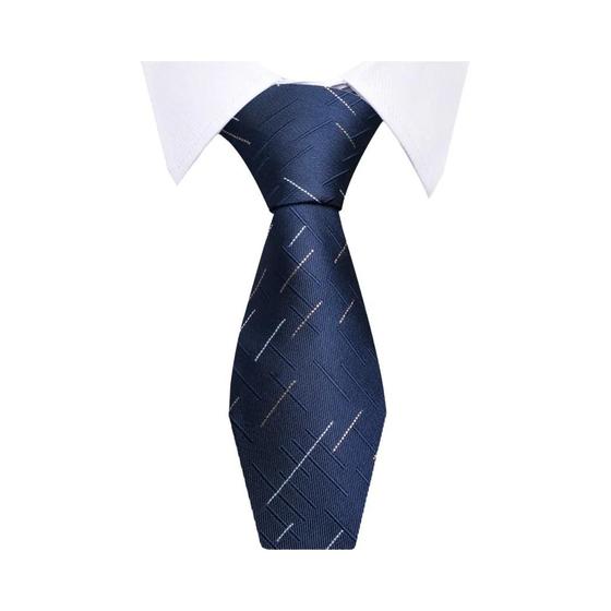 Imagem de Gravata Masculina De Seda De 8 Cm Listrada Azul Celeste Design Clássico Acessórios Para Camisas De