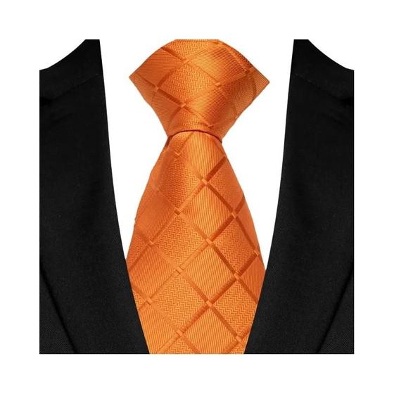 Imagem de Gravata Masculina Paisley Floral Laranja e Marrom - 8cm - Jacquard para Festa