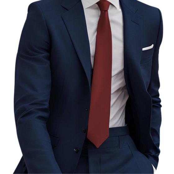 Imagem de Gravata Slim Masculina Tradicional Social Com Nó Pronto E Zíper