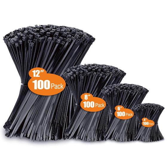Imagem de Gravatas com Zíper ANOSON - Kit com 400 Unidades (10cm, 15cm, 20cm e 30cm)
