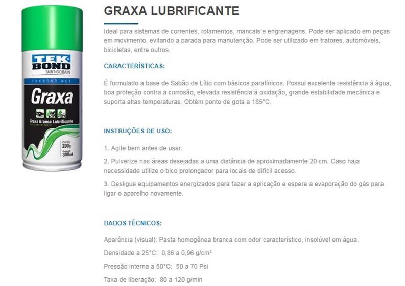 Imagem de Graxa Branca Spray Aerosol Lubrificante Multiuso 300 ml