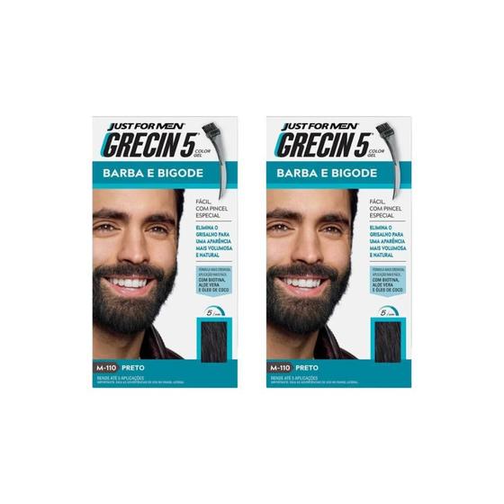 Imagem de Grecin 5 Barba E Bigode 28G M-110 Preto - Kit Com 2Un