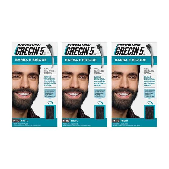 Imagem de Grecin 5 Barba E Bigode 28G M-110 Preto - Kit Com 3Un