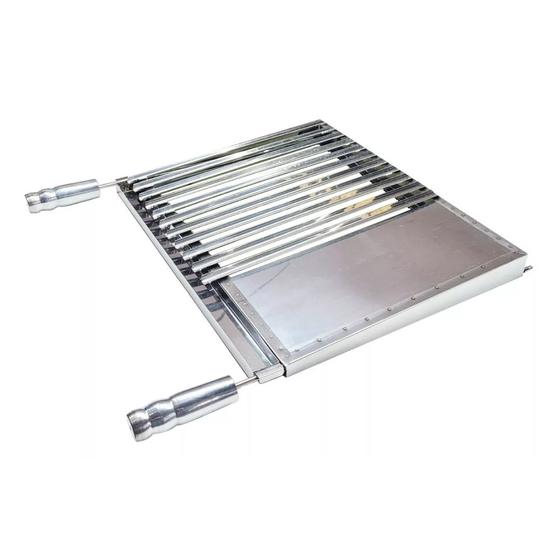 Imagem de Grelha Argentina Inox Com Chapa Auxiliar Para Hamburguer 40x50