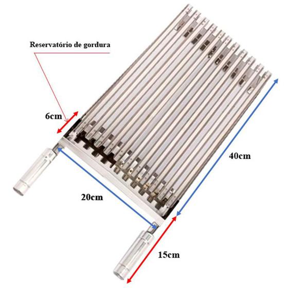 Imagem de Grelha Argentina Parrilha Churrasco - 20x40 cm - INOX430