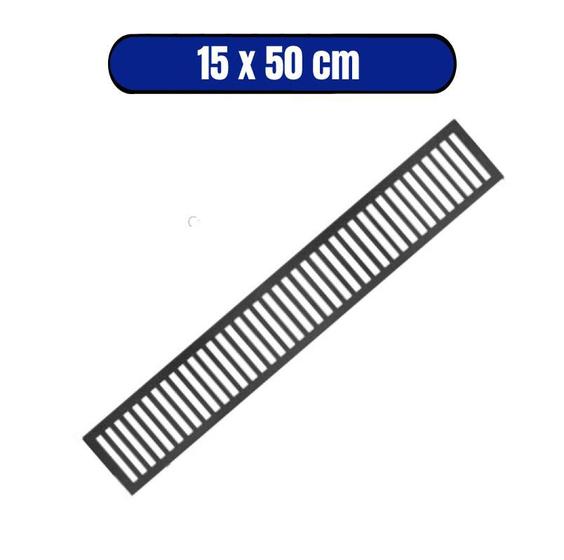 Imagem de Grelha de Alumínio Retangular 15cm X 50cm com Suporte - GRELHA SOL