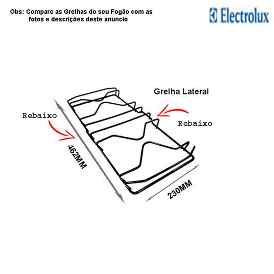 Imagem de Grelha lateral grande p/ fogões tripla chama electrolux 5 bocas 76 urb