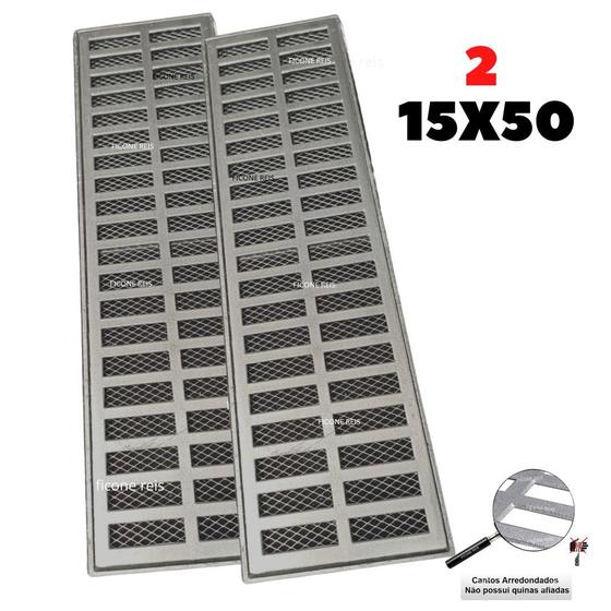 Imagem de Grelha Linear 15x100 Com Suporte Aluminio E Tela Anti Insetos em módulos ( 2 peças 50cm)