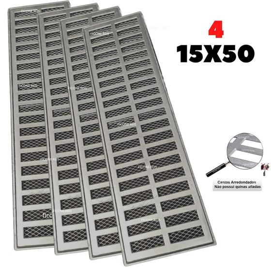 Imagem de Grelha Linear 15x200 Com Suporte Aluminio E Tela Anti Insetos em módulos ( 4 peças 50cm)
