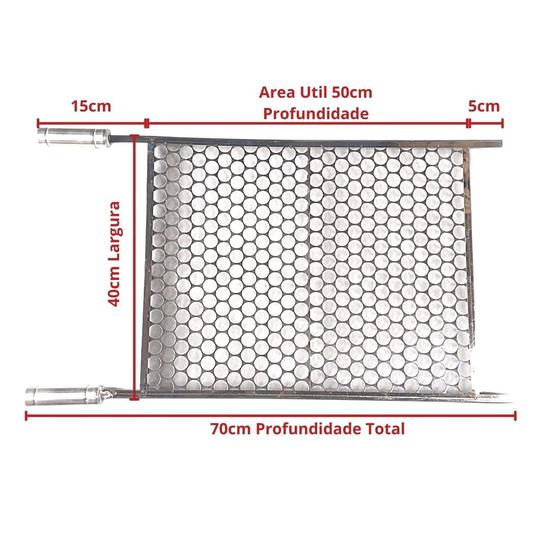 Imagem de Grelha Moeda Inox Chapa Grossa C/ Ponteira P/ Churrasqueira