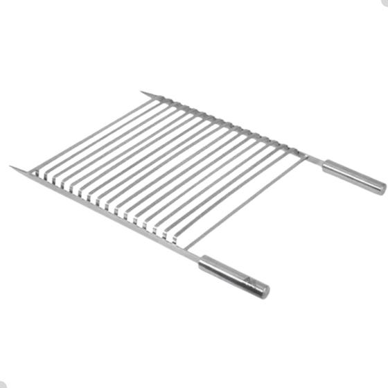 Imagem de Grelha para Churrasco Aluminio Gourmet Barra Chata 28X45cm Cabo Aluminio Facil Limpeza Antiferrugem