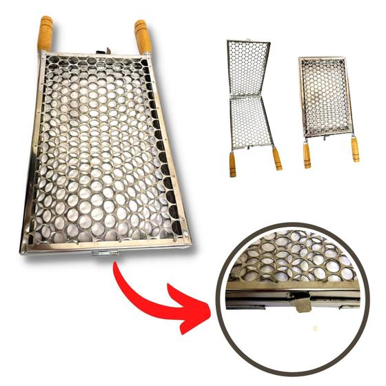 Imagem de Grelha Para Churrasqueira Peixe Frango Dupla Inox 42X25