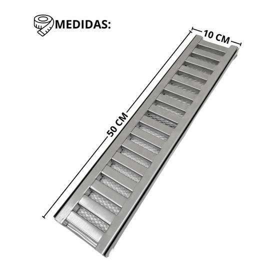 Imagem de Grelha Ralo Inox 304 com Aro 10cm x 50cm Chato com Tela