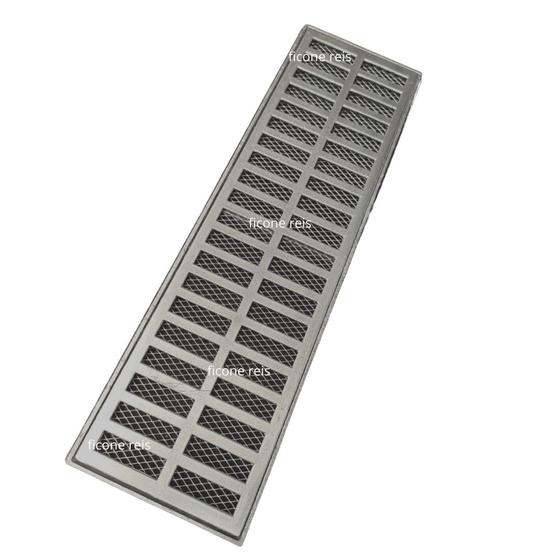 Imagem de Grelha Ralo Pluvial 15x50 Alumínio Sem Cantos Cortantes com Tela Anti Escorpião