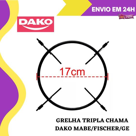 Imagem de Grelha Tripla Chama Central Cooktop Fogão Fischer Dako Mabe 4/5bc