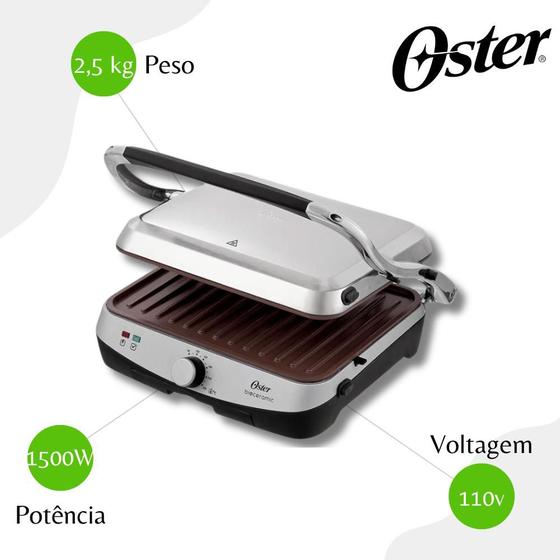 Imagem de Grill Bioceramic 2 em 1 Oster Multiuso Ajuste De Temperat CKSTPA4881 - 110V