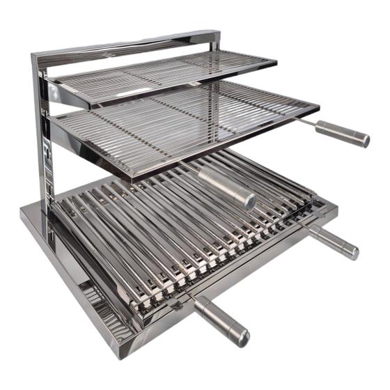 Imagem de Grill De Fundo Inox 70x53x47 Grelha Argentina + 2 Parrillas