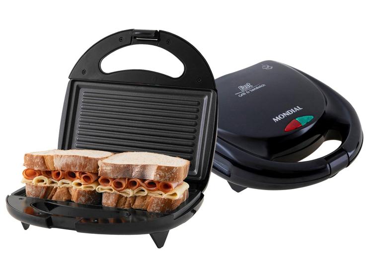 Imagem de Grill e Sanduicheira Mondial Fast Grill S12 Preta - 750W 220V