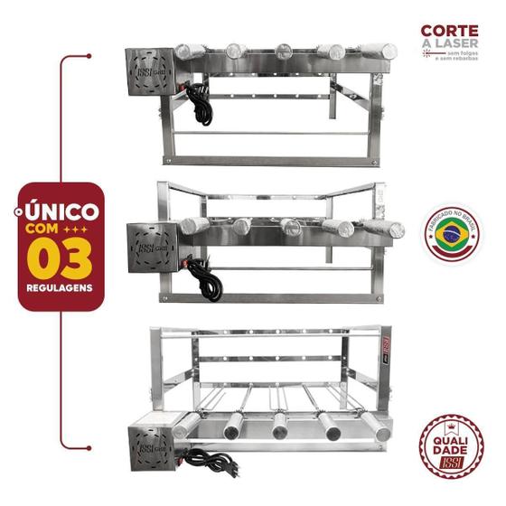 Grill Giratório 5 Espetos De Inox Motor Removível Embutido - Issi Grill ...
