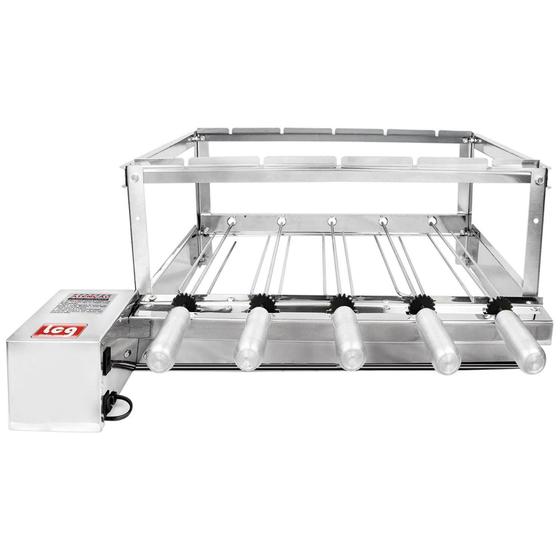 Grill Giratorio Churrasqueira Inox 5 Espetos Motor Lado Esquerdo Menor preço em Grill Giratorio Churrasqueira Inox 5 Espetos Motor Lado Esquerdo