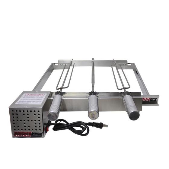 Grill Giratório Inox 3 Espetos Churrasqueiras Pré Moldada Issi Grill