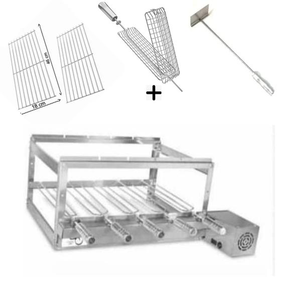 Imagem de Grill Inox 5 Espetos para Churrasqueira mais Acessórios