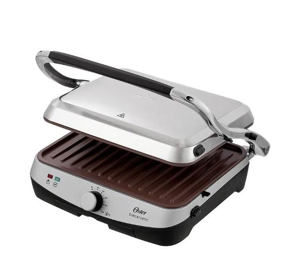 Imagem de Grill Oster Bioceramic 2 em 1 Multiuso Aço Inoxidável 110V