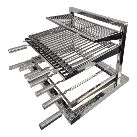 Imagem de Grill Premium Reforçado 70x53 Grelhas + Suporte De 5 Espetos