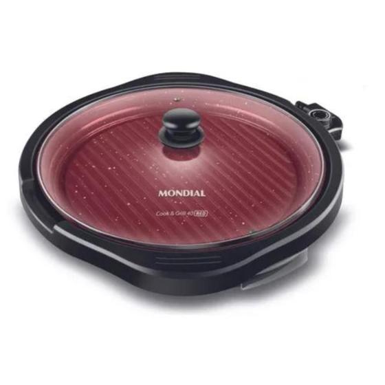 Imagem de Grill Redondo Cook & Grill 1270w G-03-rc Red Ceramic Mondia