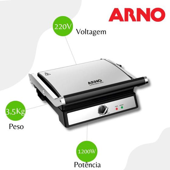 Imagem de Grill Sanduicheira Elétrico Arno GGRA Inox - 220V