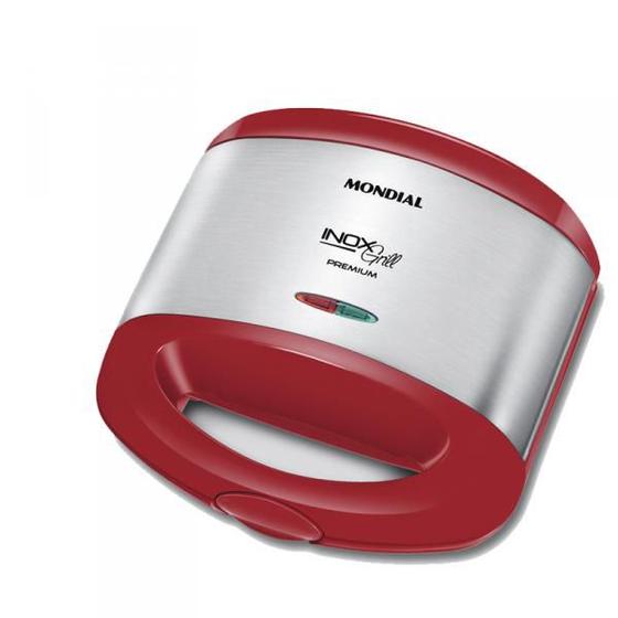 Imagem de GrillGrill e Sanduicheira Mondial Inox Red S19 800W Vermelho