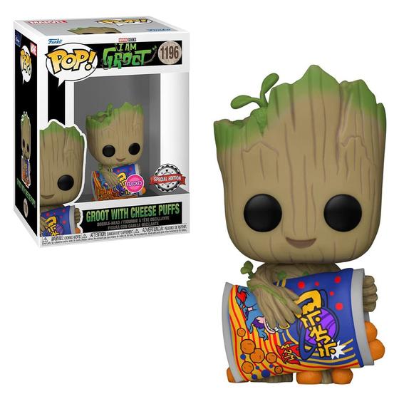 Imagem de Groot with Cheese Puffs 1196 Flocked Pop Funko Marvel
