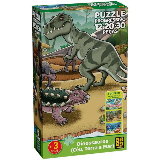 Imagem de GROW Puzzle Progressivo Dinossauros: Céu, Terra e Mar