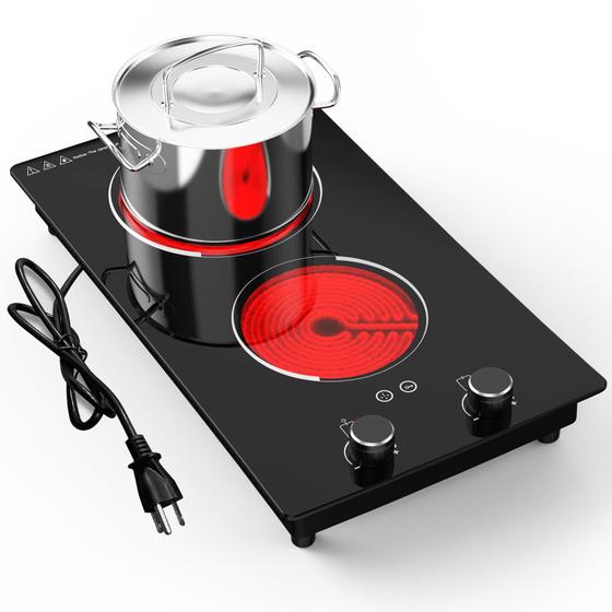 Imagem de GTKZW Cooktop Elétrico 12" 110V com 2 Queimadores e Controle por Botão