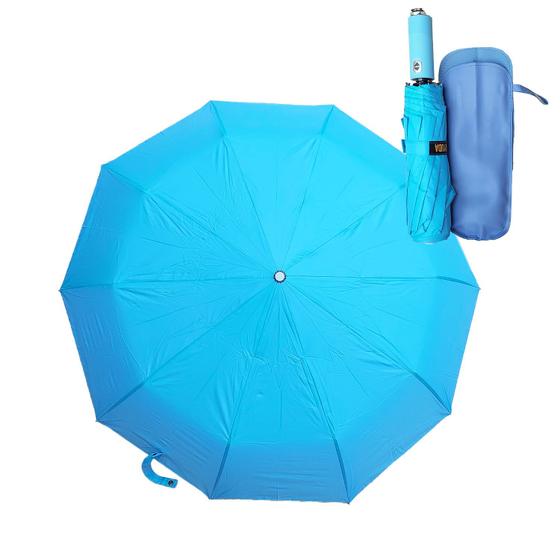 Imagem de Guarda Chuva Automático Abre e Fecha Dobrável Fibra Blackout Proteção Solar UV com Lanterna LED Rotativa