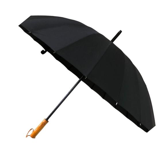 Imagem de Guarda Chuva  Automático Grande Reforçado Resistente Cabo Madeira