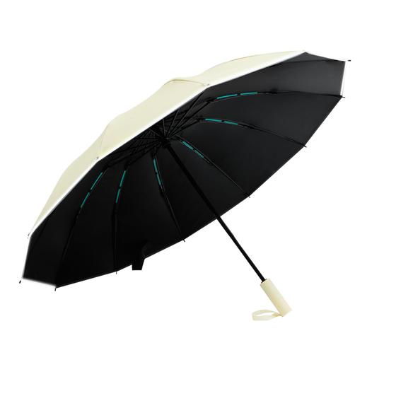 Imagem de Guarda-chuva Automático Lantusire - Grande, Dupla Costela, Dobrável (Bege)