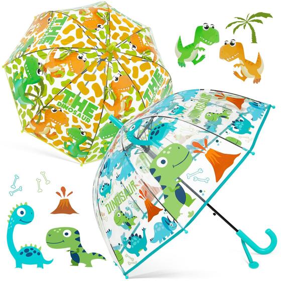 Imagem de Guarda-chuva Bubble Fabbay Dinosaur Kids Transparente Dome x2